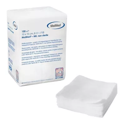 MULLKOMPRESSEN 10x10 cm usteril 8x, 100 stk