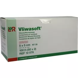 VLIWASOFT Ikke-vævede kompresser 5x5 cm sterile 6l, 50X2 stk