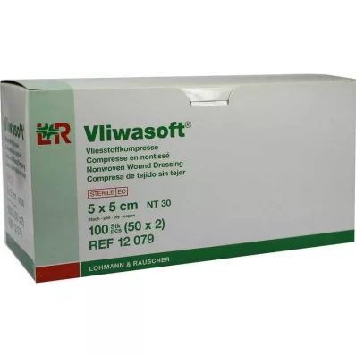 Vliwasoft fleecekompresser 5x5cm 6-lags sterile, 50x2 stk