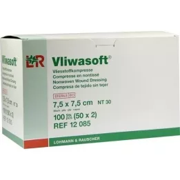 VLIWASOFT Ikke-vævede kompresser 7,5x7,5 cm sterile 6l, 50X2 stk