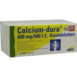 CALCIUM DURA Vit D3 600 mg/400 I.E. tyggetabletter, 120 kapsler