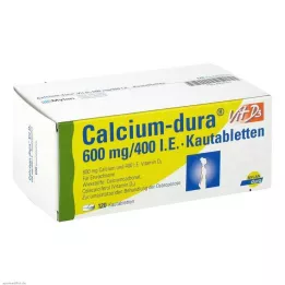 CALCIUM DURA Vit D3 600 mg/400 I.E. tyggetabletter, 120 kapsler