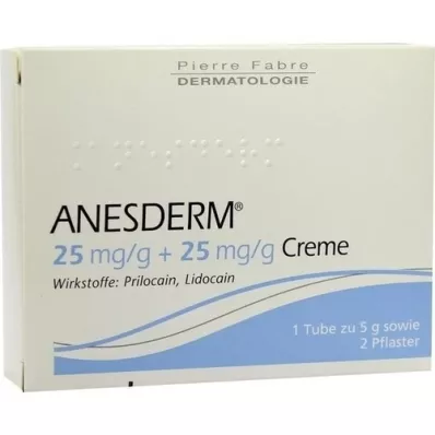 ANESDERM 25 mg/g + 25 mg/g creme + 2 plastre, 5 g