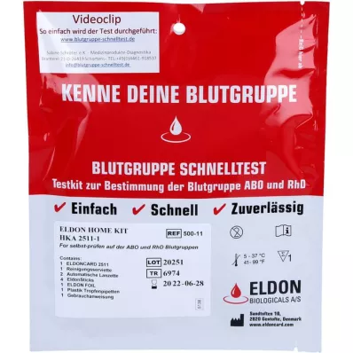 BLUTGRUPPE Hurtig test Eldon Home-Kit HKA 2511-1, 1 stk