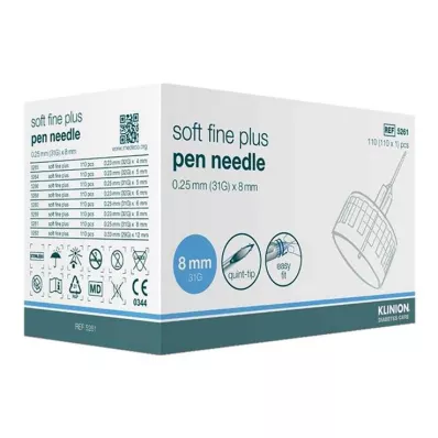 Klinion Soft fine plus kanyler 8mm 31G 0,25mm, 110 stk