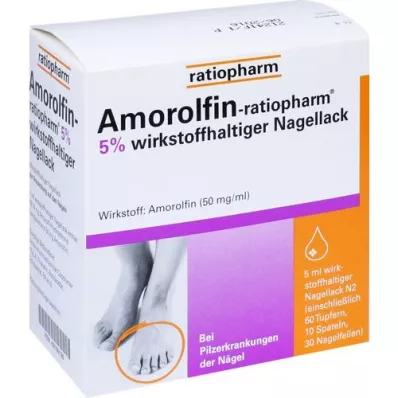 AMOROLFIN-ratiopharm 5% aktiv ingrediens neglelak, 5 ml