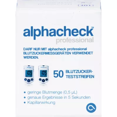 ALPHACHECK professionelle blodsukker-teststrimler, 50 stk