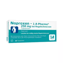 NAPROXEN-1A Pharma 250 mg tabletter til menstruationssmerter, 20 stk