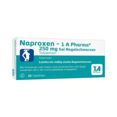 NAPROXEN-1A Pharma 250 mg tabletter til menstruationssmerter, 20 stk