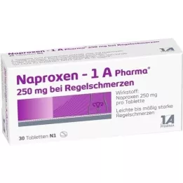 NAPROXEN-1A Pharma 250 mg tabletter mod menstruationssmerter, 30 stk