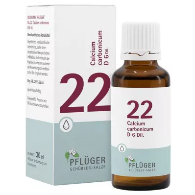 Biochemistry Pflueger 22 Calcium carbonicum D 6 dråber, 30 ml Biochemistry Pflueger 22 Calcium carbonicum D 6 dråber, 30 ml