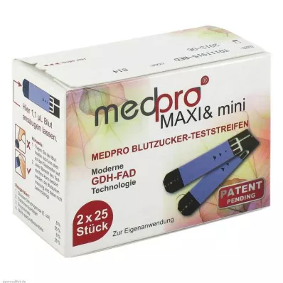 MEDPRO Maxi &amp; mini blodsukker teststrimler, 2X25 stk
