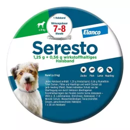 SERESTO 1,25 g + 0,56 g halsbånd til hunde op til 8 kg, 1 stk