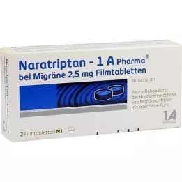 NARATRIPTAN-1A Pharma til migræne 2,5 mg filmovertrukne tabletter, 2 stk