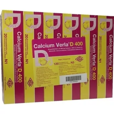 CALCIUM VERLA D 400 brusetabletter, 120 kapsler