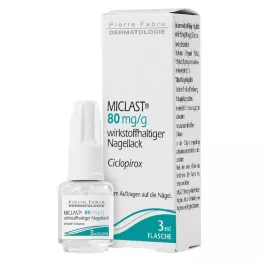 MICLAST 80 mg/g neglelak indeholdende aktiv ingrediens, 3 ml