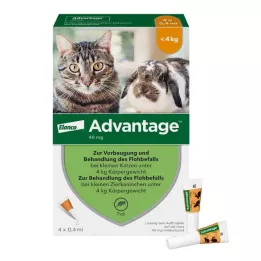 ADVANTAGE 40 mg opløsning til små katte/små prydkaniner, 4X0,4 ml