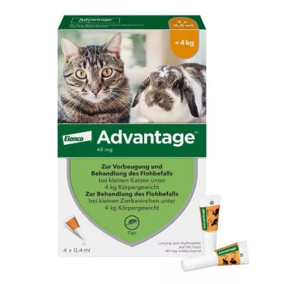 ADVANTAGE 40 mg opløsning til små katte/små prydkaniner, 4X0,4 ml