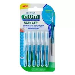 GUM TRAV-LER 1,6 mm gran blå interdental + 6 hætter, 6 stk