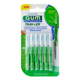 GUM TRAV-LER 1,1 mm gran grøn interdental + 6 hætter, 6 stk