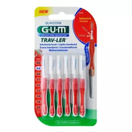 GUM TRAV-LER 0,8mm stearinlys rød interdental+6hætter, 6 stk