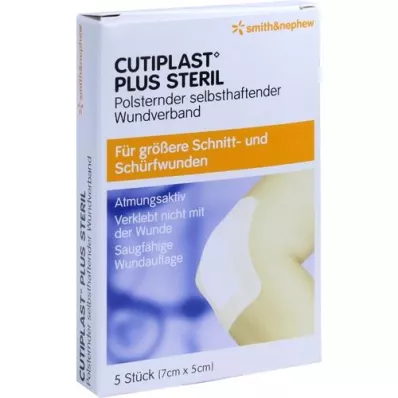 CUTIPLAST Plus steril 5x7 cm forbinding, 5 stk