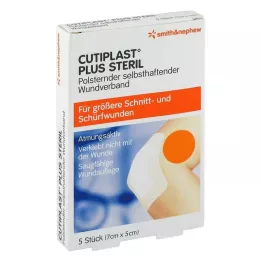 CUTIPLAST Plus steril 5x7 cm forbinding, 5 stk