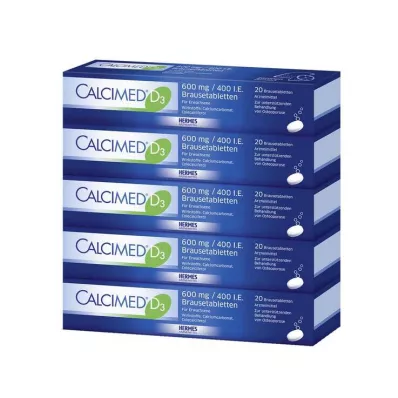 CALCIMED D3 600 mg/400 I.E. brusetabletter, 100 stk CALCIMED D3 600 mg/400 I.E. brusetabletter, 100 stk