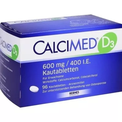 CALCIMED D3 600 mg/400 I.E. tyggetabletter, 96 stk