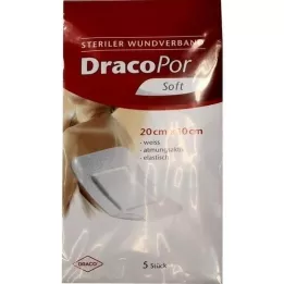 DRACOPOR Pansament pentru răni 10x20 cm steril, 5 buc