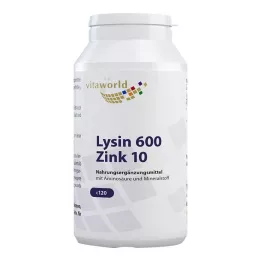 LYSIN 600 mg plus zink 10 mg kapsler, 120 kapsler