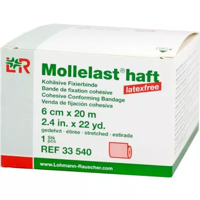 Mollelast klæbemiddel latexfri 6cmx20m strakt rød, 1 stk