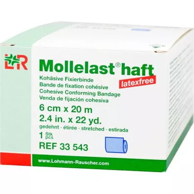 Mollelast klæbemiddel latexfri 6cmx20m strakt blå, 1 stk