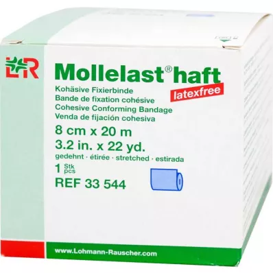 Mollelast klæbemiddel latexfri 8cmx20m strakt blå, 1 stk Mollelast klæbemiddel latexfri 8cmx20m strakt blå, 1 stk