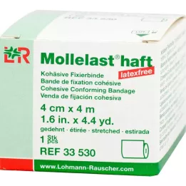 MOLLELAST selvklæbende bandager latexfri 4 cmx4 m hvid, 1 stk