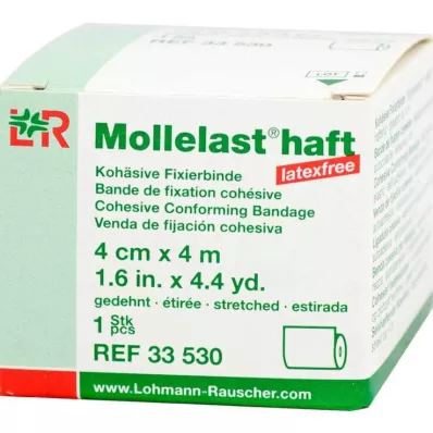 MOLLELAST selvklæbende bandager latexfri 4 cmx4 m hvid, 1 stk