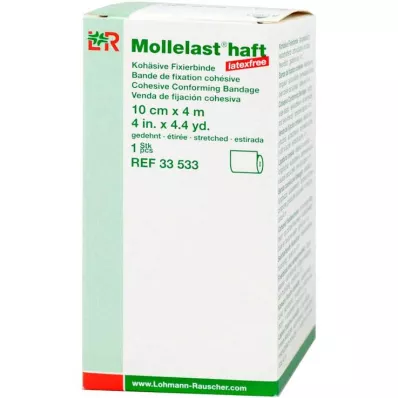 MOLLELAST selvklæbende bandager latexfri 10 cmx4 m hvid, 1 stk