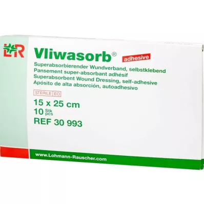Vliwasorb klæbende superabsorberende kompres høj sugeevne 15x25 cm, 10 stk
