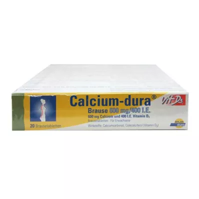 CALCIUM DURA Vit D3 brusetablet 600 mg/400 I.E., 120 stk