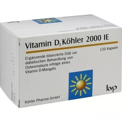 VITAMIN D3 KÖHLER 2.000 I.E. kapsler, 120 stk