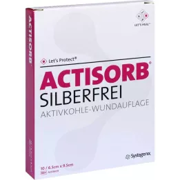 ACTISORB SILBERFREI 6,5x9,5 cm aktivt kul, 10 stk
