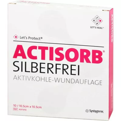 Actisorb sølvfri 10,5x10,5 cm kompresser, 10 stk