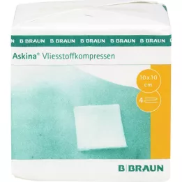 ASKINA Ikke-vævet kompres 10x10 cm usteril 4-fold, 100 stk