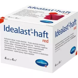 IDEALAST-haft colour bandage 4 cmx4 m rød, 1 stk