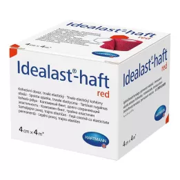 IDEALAST-haft colour bandage 4 cmx4 m rød, 1 stk