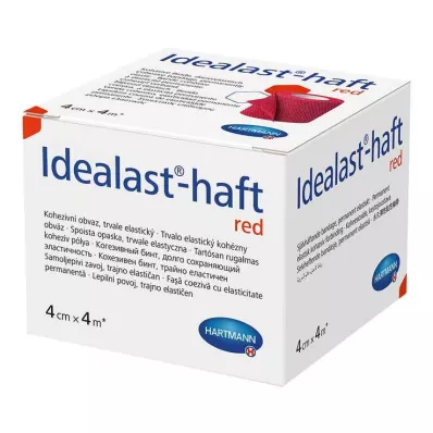 IDEALAST-haft colour bandage 4 cmx4 m rød, 1 stk