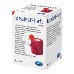 IDEALAST-haft colour bandage 8 cmx4 m rød, 1 stk