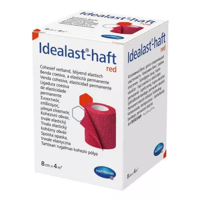 IDEALAST-haft colour bandage 8 cmx4 m rød, 1 stk