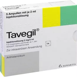 TAVEGIL Injektionsvæske, opløsning 2 mg/2 ml ampuller, 5X2 ml