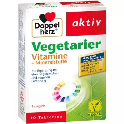 DOPPELHERZ Vegetariske vitaminer+mineraler aktive, 30 stk